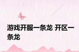 游戏开服一条龙 开区一条龙 
