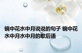 镜中花水中月说说的句子 镜中花水中月水中月的歇后语
