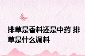 排草是香料还是中药 排草是什么调料