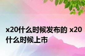 x20什么时候发布的 x20什么时候上市