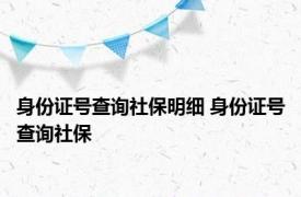 身份证号查询社保明细 身份证号查询社保 