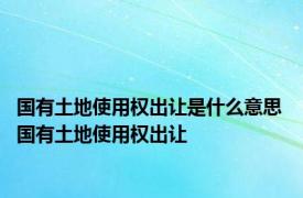 国有土地使用权出让是什么意思 国有土地使用权出让 