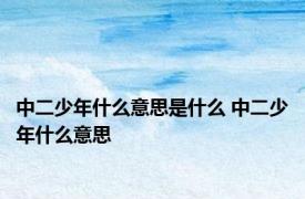 中二少年什么意思是什么 中二少年什么意思 