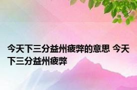 今天下三分益州疲弊的意思 今天下三分益州疲弊 