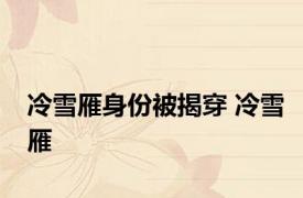 冷雪雁身份被揭穿 冷雪雁 