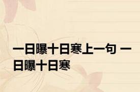 一日曝十日寒上一句 一日曝十日寒 
