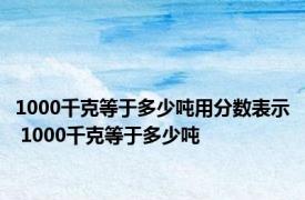 1000千克等于多少吨用分数表示 1000千克等于多少吨 