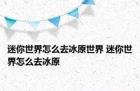 迷你世界怎么去冰原世界 迷你世界怎么去冰原