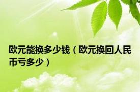 欧元能换多少钱（欧元换回人民币亏多少）