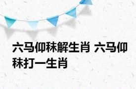 六马仰秣解生肖 六马仰秣打一生肖 