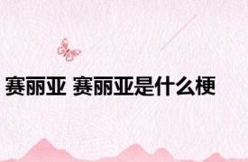 赛丽亚 赛丽亚是什么梗 