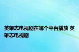 英雄志电视剧在哪个平台播放 英雄志电视剧 