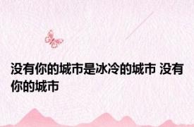 没有你的城市是冰冷的城市 没有你的城市 
