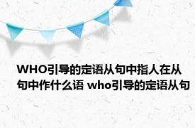 WHO引导的定语从句中指人在从句中作什么语 who引导的定语从句 