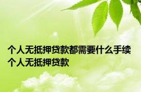 个人无抵押贷款都需要什么手续 个人无抵押贷款 
