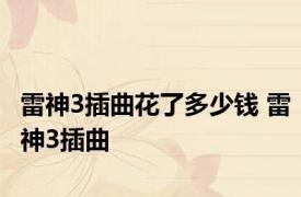 雷神3插曲花了多少钱 雷神3插曲 