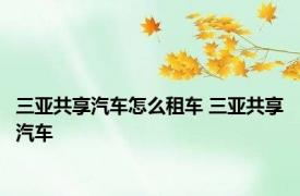 三亚共享汽车怎么租车 三亚共享汽车 
