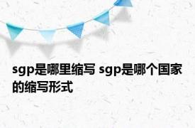 sgp是哪里缩写 sgp是哪个国家的缩写形式 