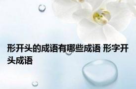 形开头的成语有哪些成语 形字开头成语 