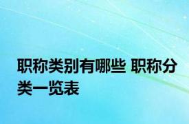 职称类别有哪些 职称分类一览表 