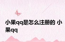 小果qq是怎么注册的 小果qq 