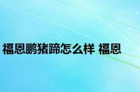 福恩鹏猪蹄怎么样 福恩 