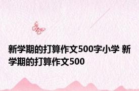 新学期的打算作文500字小学 新学期的打算作文500 
