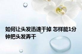 如何让头发迅速干掉 怎样能1分钟把头发弄干 