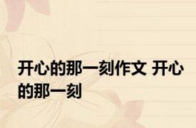 开心的那一刻作文 开心的那一刻 