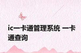 ic一卡通管理系统 一卡通查询 