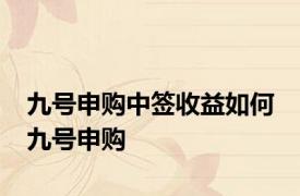 九号申购中签收益如何 九号申购 
