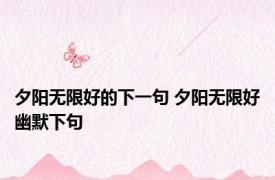 夕阳无限好的下一句 夕阳无限好幽默下句 