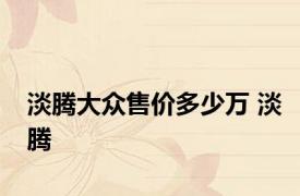 淡腾大众售价多少万 淡腾 