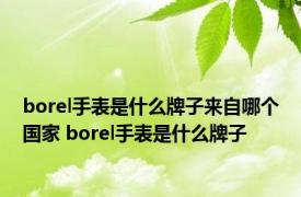 borel手表是什么牌子来自哪个国家 borel手表是什么牌子 