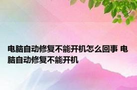 电脑自动修复不能开机怎么回事 电脑自动修复不能开机 