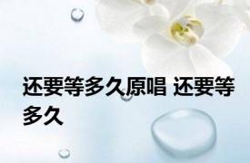 还要等多久原唱 还要等多久 