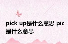 pick up是什么意思 pic是什么意思 