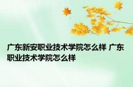 广东新安职业技术学院怎么样 广东职业技术学院怎么样 