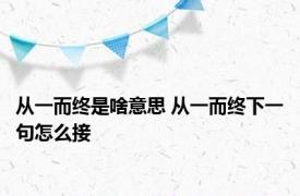 从一而终是啥意思 从一而终下一句怎么接 