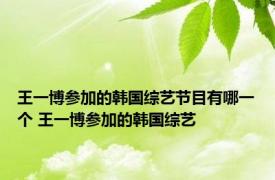 王一博参加的韩国综艺节目有哪一个 王一博参加的韩国综艺 