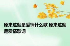 原来这就是爱情什么歌 原来这就是爱情歌词 