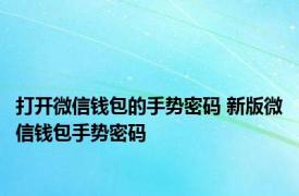 打开微信钱包的手势密码 新版微信钱包手势密码 