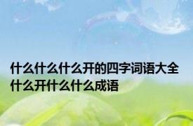 什么什么什么开的四字词语大全 什么开什么什么成语 