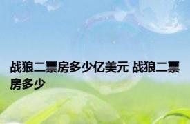 战狼二票房多少亿美元 战狼二票房多少 