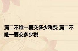 满二不唯一要交多少税费 满二不唯一要交多少税 