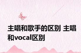 主唱和歌手的区别 主唱和vocal区别 