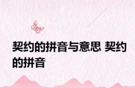 契约的拼音与意思 契约的拼音 