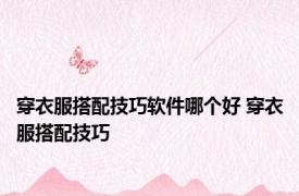 穿衣服搭配技巧软件哪个好 穿衣服搭配技巧 