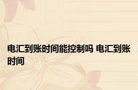 电汇到账时间能控制吗 电汇到账时间 