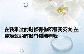 在我难过的时候有你陪着我英文 在我难过的时候有你陪着我 